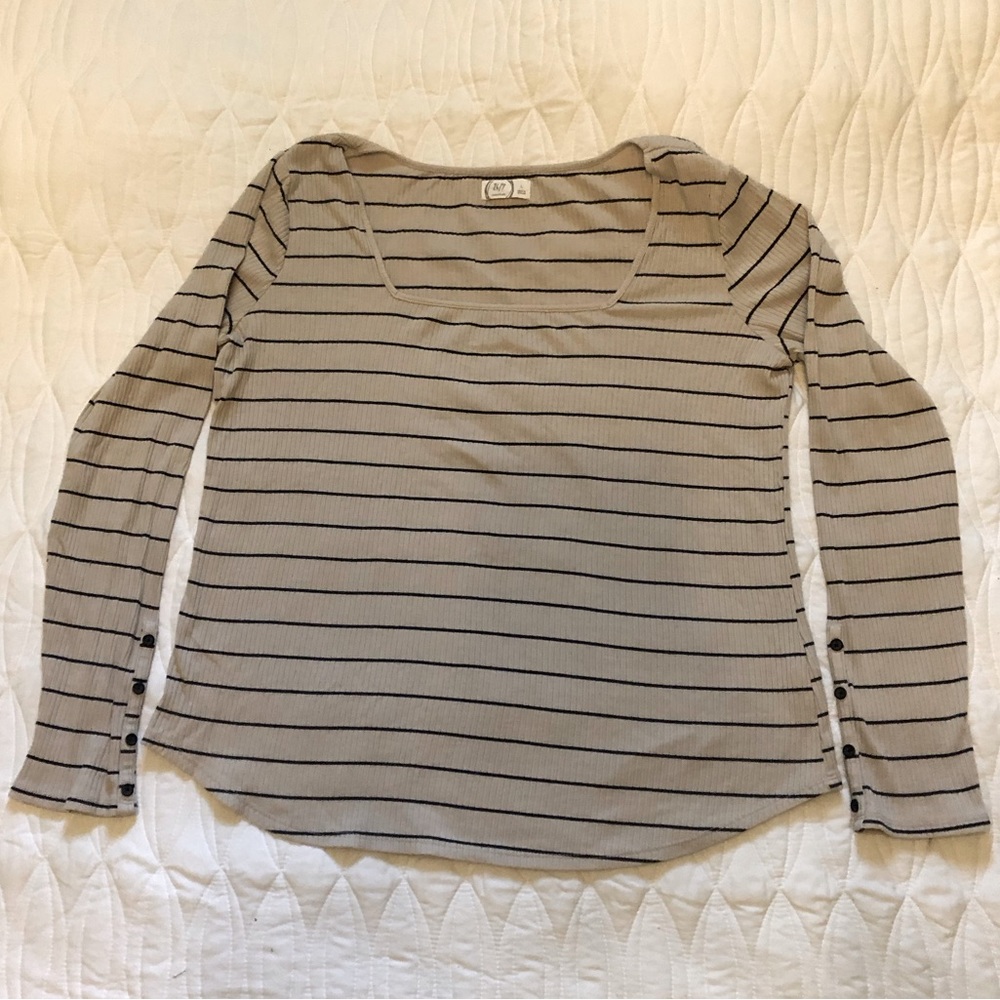 Striped Cream Long Sleeve Shirt